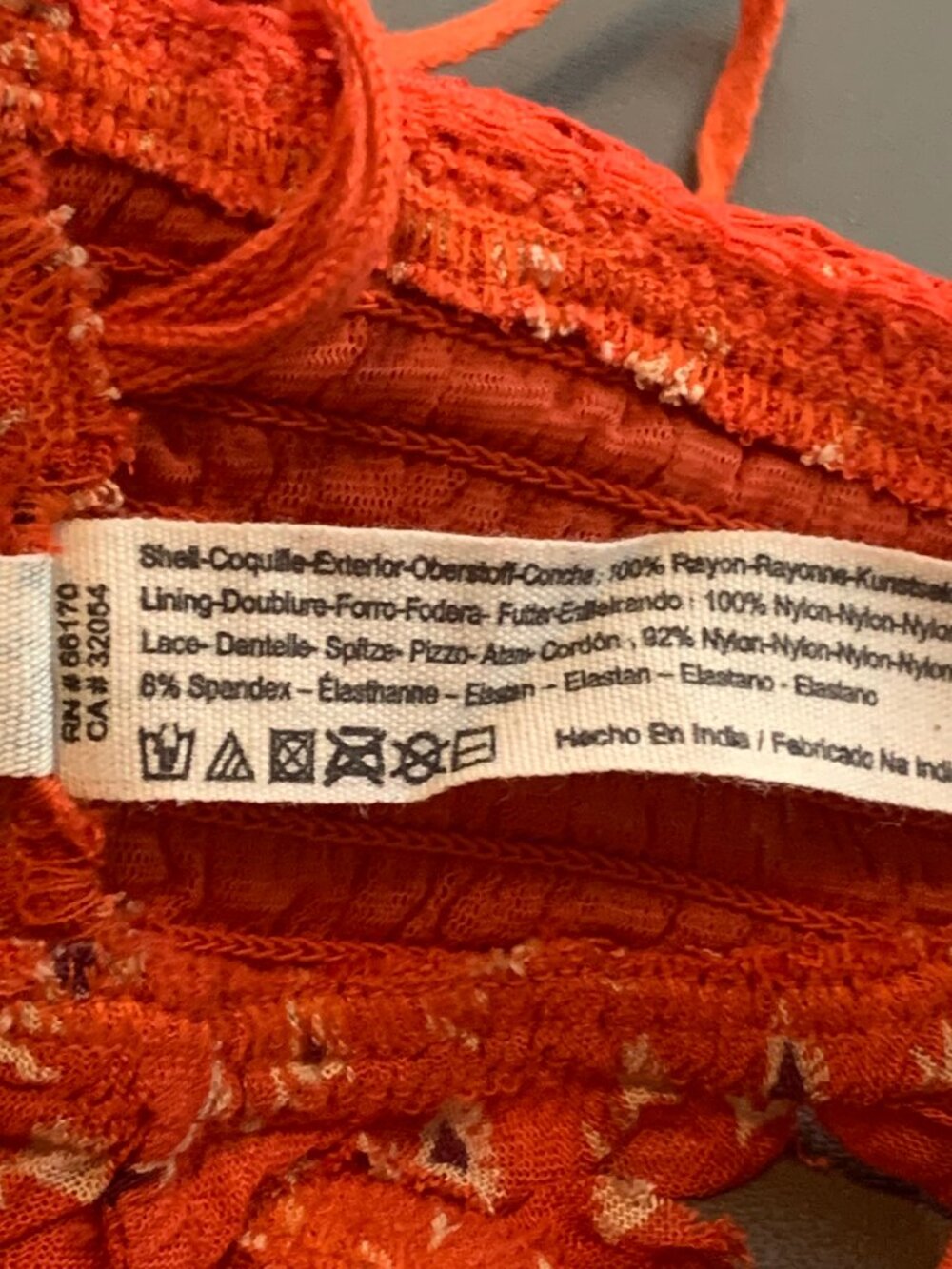 Free People Women's Cabana Printed Lace-Trim Bandeau Bralette, Fiesta Red, XS - Picture 6 of 6